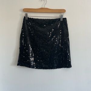 Black Sequin Mini Skirt